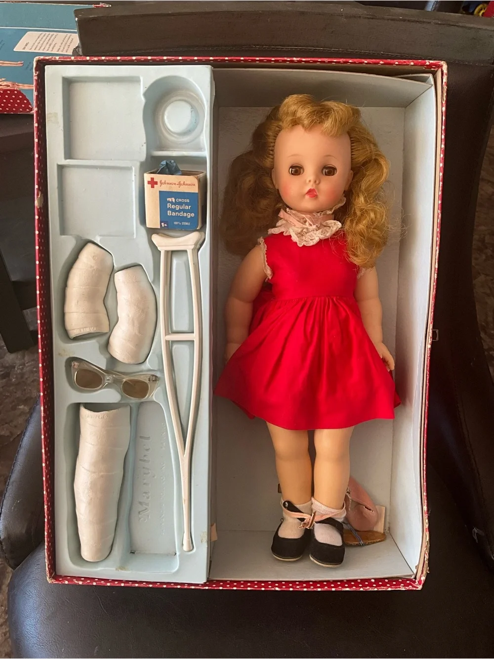 Madame Alexander Blonde Doll in Red Dress with Medical Accessories